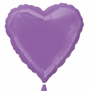 Lila hjärtformad folieballong 46 cm