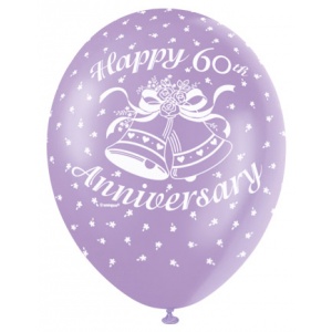 60-års jubileumsballonger - 30 cm latex - 5 st