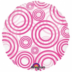 MagiColor rund rosa folieballong med cirklar - 46 cm