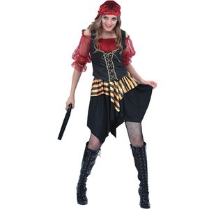 Piratkvinna röd maskeraddräkt Piratkvinna röd maskeraddräkt