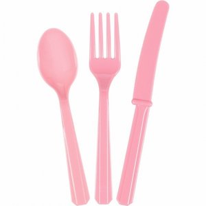 Ljusrosa plastbestickset - kalaspaket - 24 delar - 24 st Ljusrosa plastbestickset - kalaspaket - 24 delar - 24 st