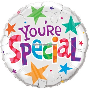 Rund flerfärgad folieballong "You're Special" stjärnor - 46 cm