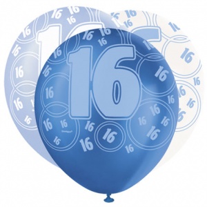 16-års födelsedagsballonger - 30 cm latex - 6 st