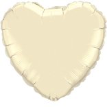 Elfenbensvit hjärtformad folieballong - 46 cm