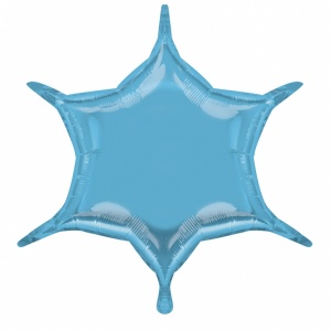 Pastellblå 6-kantig stjärnformad folieballong - 51 cm